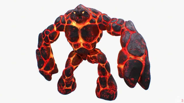 golem de magma ama&ntilde;ado Modelo 3D .c4d .max .obj .3ds .fbx .stl .blend 