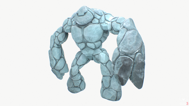 ice golem rigged 3D 模型 .c4d .max .obj .3ds .fbx .stl .blend 
