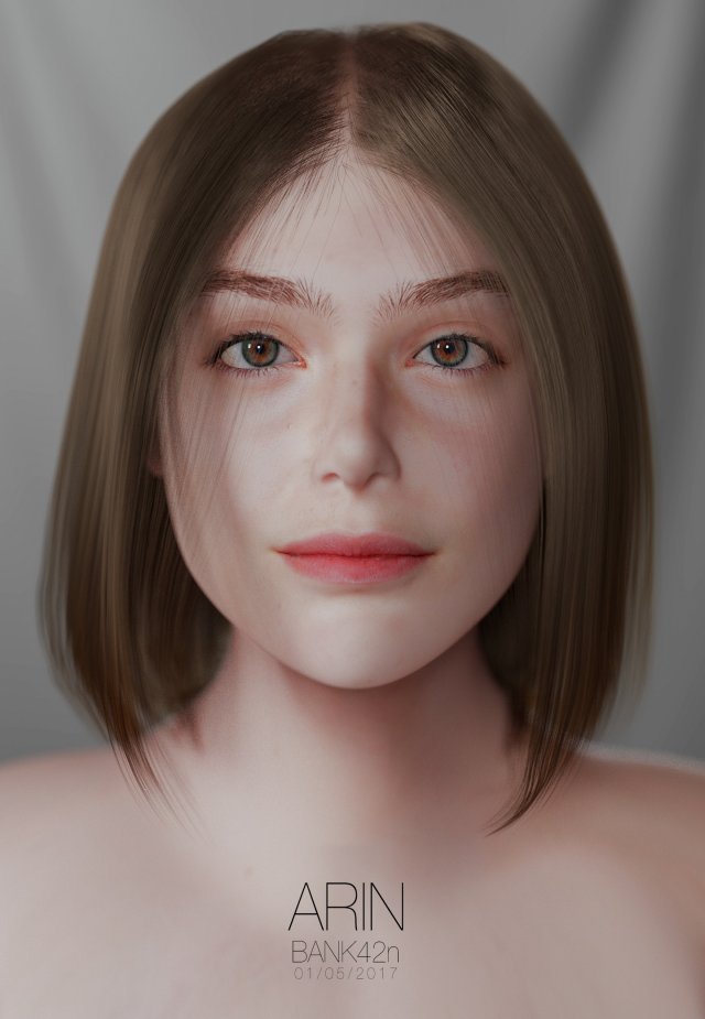 arin head cute girl Modelo 3D .c4d .max .obj .3ds .fbx .stl .blend 