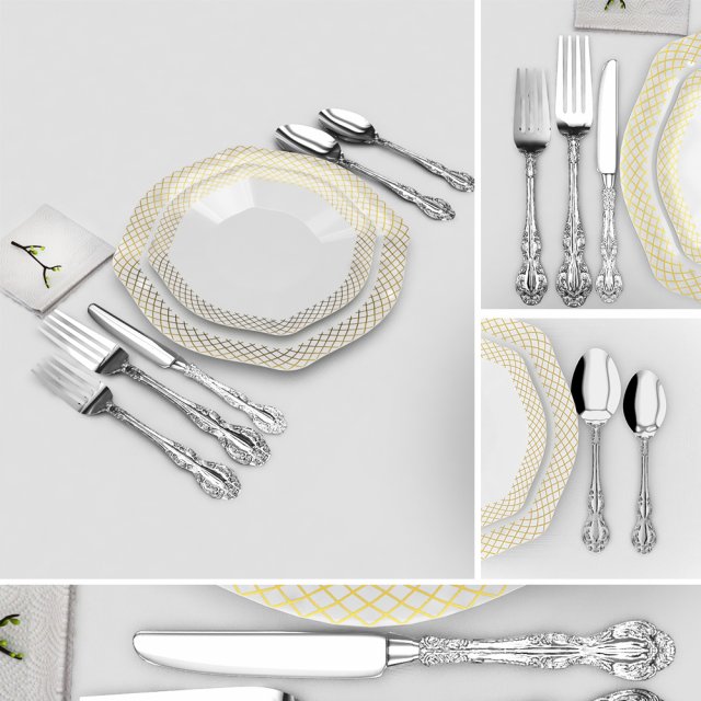 luxury spoon set 3D 模型 .c4d .max .obj .3ds .fbx .stl .blend 