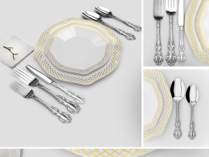 luxury spoon set 3D 模型