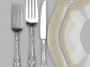 luxury spoon set 3D Model
