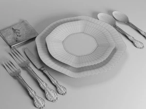 luxury spoon set 3D Model