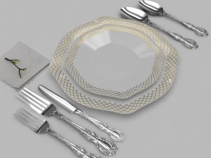 luxury spoon set 3D 模型