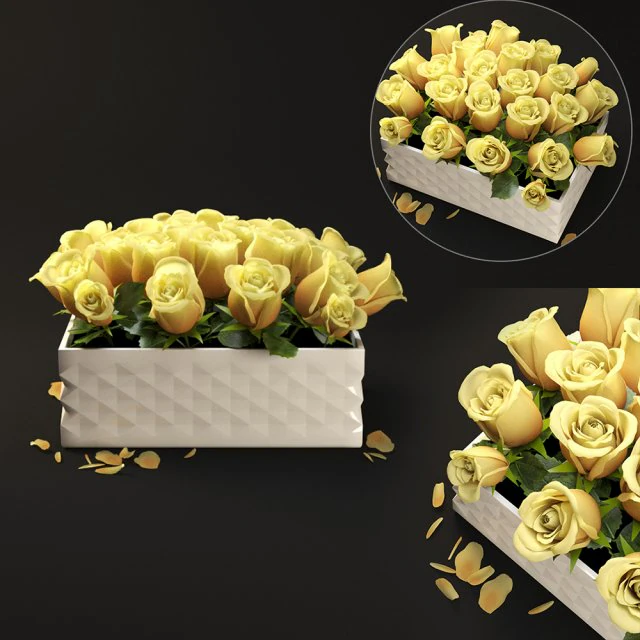 yellow flowerbox 3D Model .c4d .max .obj .3ds .fbx .stl .blend