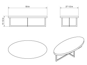 oval coffee table Modelo 3D