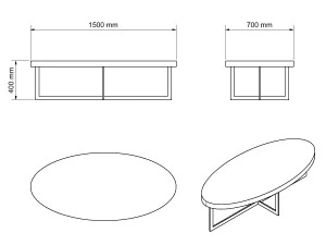 oval coffee table 3D Model