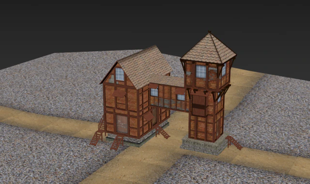 brick house 3D Model .c4d .max .obj .3ds .fbx .stl .blend 