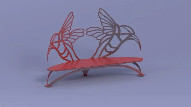 red bench 3D Model .c4d .max .obj .3ds .fbx .stl .blend 