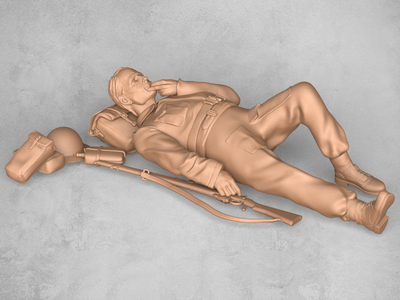 Resting Army Soldier Model do druku 3D .c4d .max .obj .3ds .fbx .stl .blend 