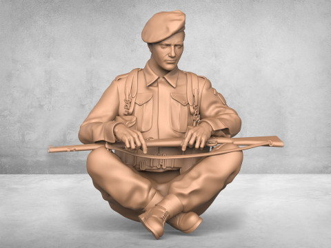 Sitting Army Soldier Model Cetak 3D