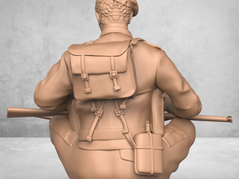 Sitting Army Soldier 3D Print Model