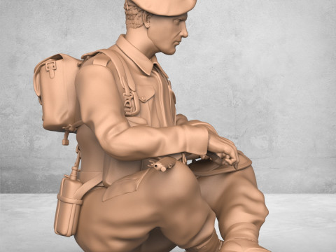 Sitting Army Soldier 3D Print Model