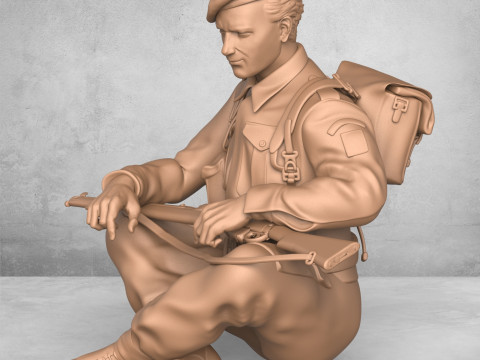 Sitting Army Soldier 3D Print Model