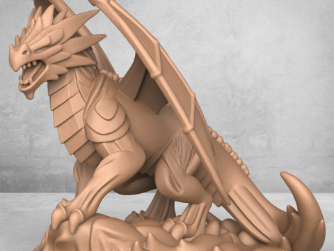 Medieval Dragon Statue 3D Print Model