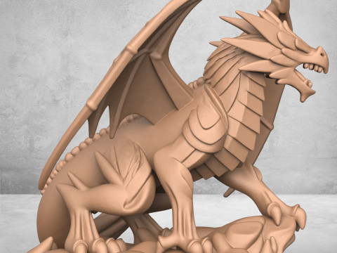 Medieval Dragon Statue 3D Print Model