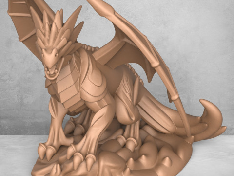 Medieval Dragon Statue 3D Print Model