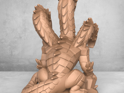 Monster Dragon Sculpture Model Cetak 3D