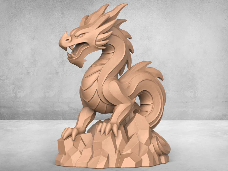 Ancient Chinese Dragon Statue 3D Print Model .c4d .max .obj .3ds .fbx .stl .blend 
