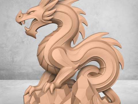 Ancient Chinese Dragon Statue 3D Print Model