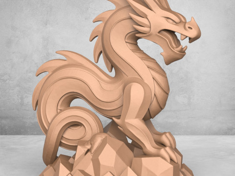 Ancient Chinese Dragon Statue 3D Print Model
