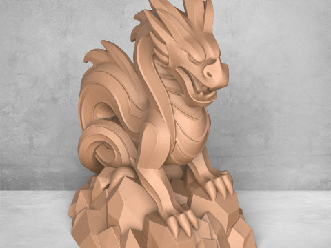 Ancient Chinese Dragon Statue 3D Print Model
