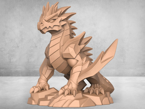 Medieval Dragon Warrior Statue Model Cetak 3D