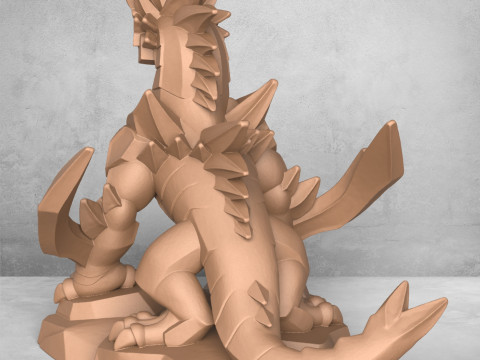 Medieval Dragon Warrior Statue 3D Принт Модель