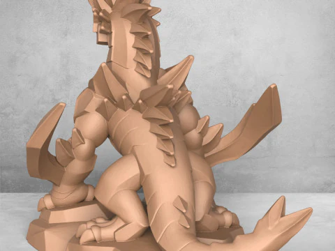 Medieval Dragon Warrior Statue 3D Print Model