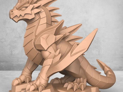 Medieval Dragon Warrior Statue 3D Print Model