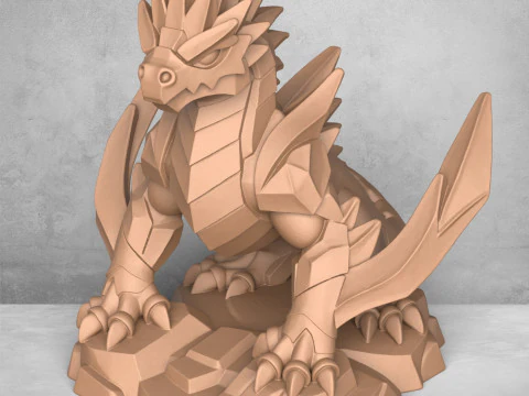 Medieval Dragon Warrior Statue 3D Print Model