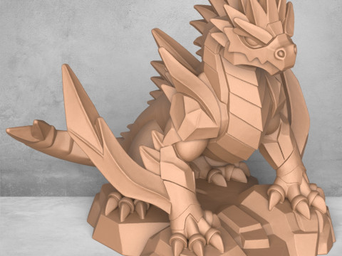 Medieval Dragon Warrior Statue 3D Принт Модель