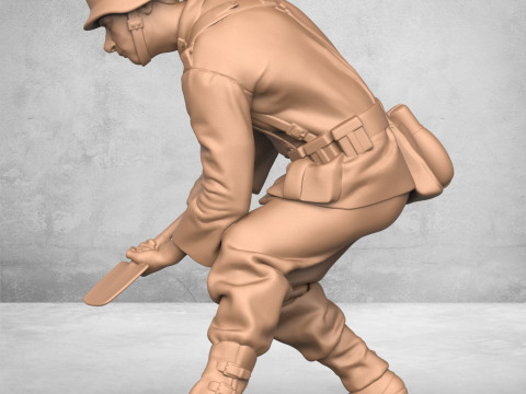 Army Soldier Digging Land 3D Print Model