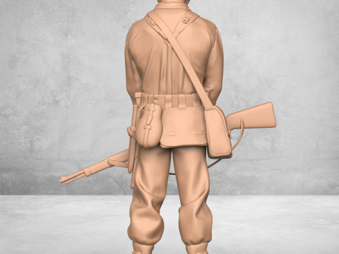 Praying Army Soldier Statue Model Cetak 3D