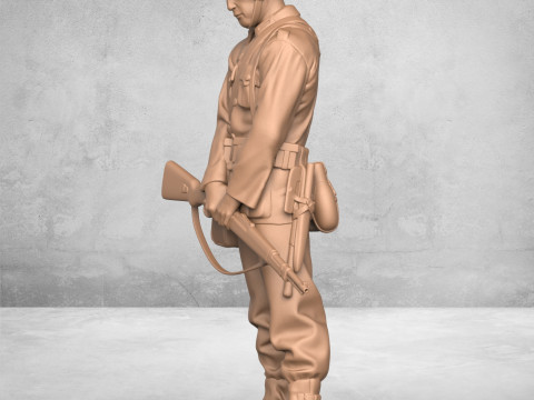 Praying Army Soldier Statue Model Cetak 3D