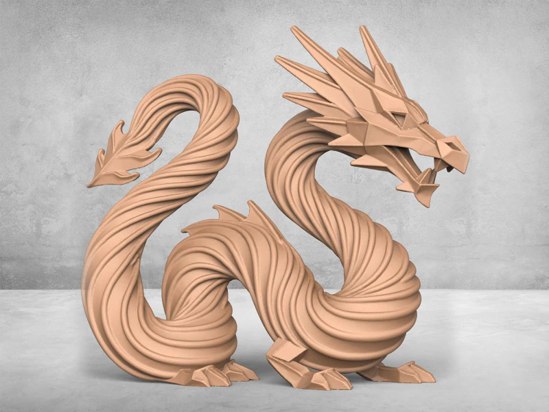 Statua del drago cinese Modello di stampa 3D .c4d .max .obj .3ds .fbx .stl .blend 