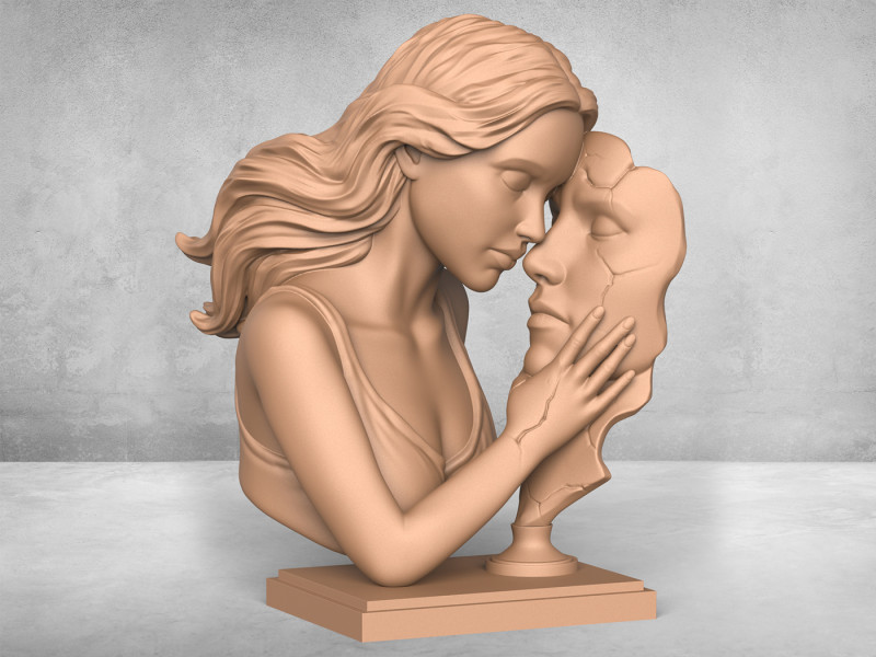 Beautiful Couple Statue Modello di stampa 3D .c4d .max .obj .3ds .fbx .stl .blend 