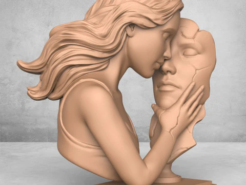 Linda est&aacute;tua de casal Modelo de Impressão 3D