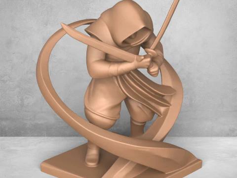 Statua del guerriero ninja Modello di stampa 3D