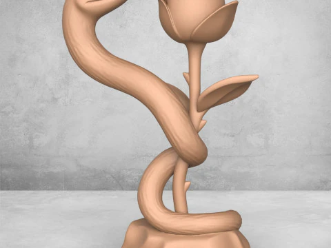 Snake and Rose Statue 3D Print Model