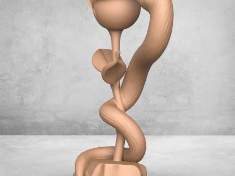 Snake and Rose Statue 3D Print Model