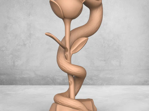 Snake and Rose Statue 3D Print Model