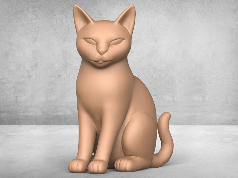 Cute Cat Statue Modello di stampa 3D .c4d .max .obj .3ds .fbx .stl .blend 