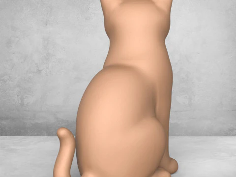 귀여운 고양이 동상 3D 프린트 모델