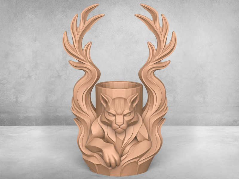 Modern Wolf Vase 3D Print Model .c4d .max .obj .3ds .fbx .stl .blend 