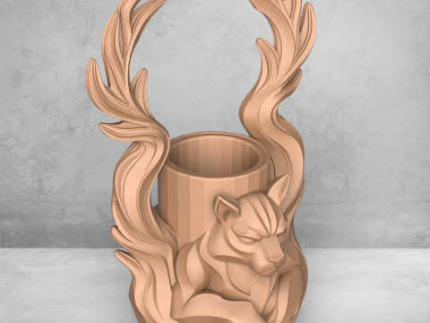 Modern Wolf Vase 3D Print Model