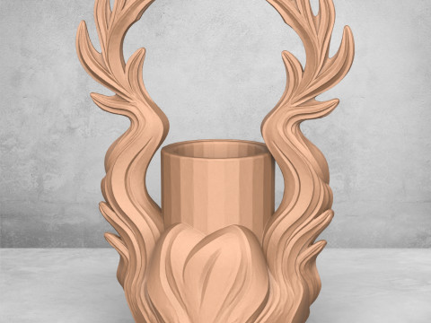Modern Wolf Vase 3D Print Model