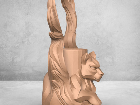 Modern Wolf Vase 3D Print Model