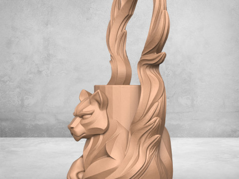 Modern Wolf Vase 3D Print Model