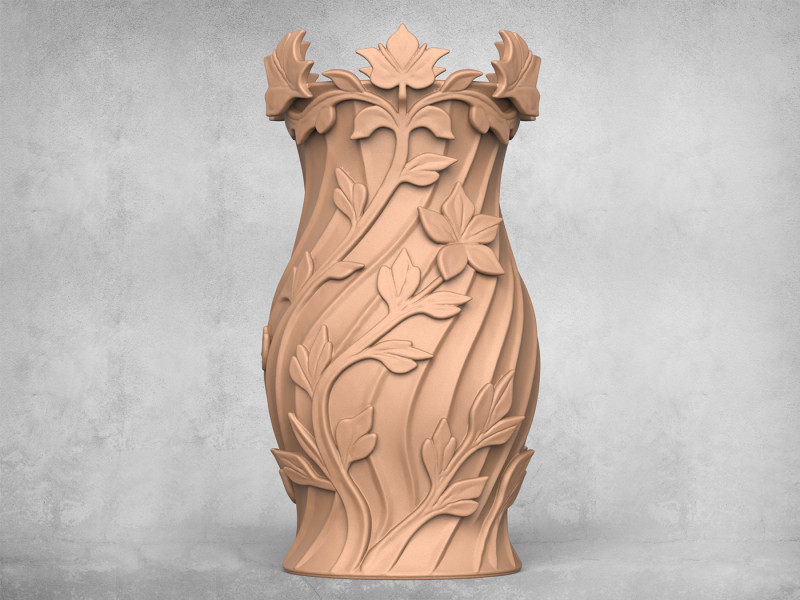 Floral Flower Vase 3D Print Model .c4d .max .obj .3ds .fbx .stl .blend 